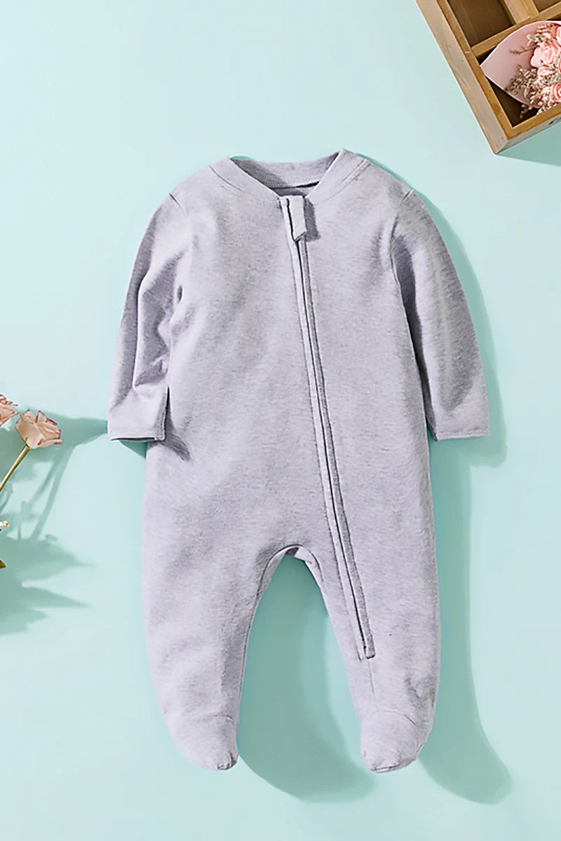 Frühling Neugeborenen Footed Pyjamas Zipper Mädchen und Jungen Strampler Langarm 0-12 Monate Baby Kleiden Overall Baumwolle Solide weiß Mode.