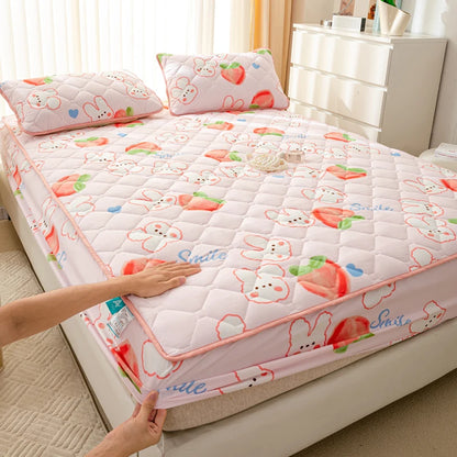 Waterproof Mattress Cover Cartoon Style Bed Covers Quilted Fitted Sheet постельное белье Thickened Bedspread(No Pillowcase)
