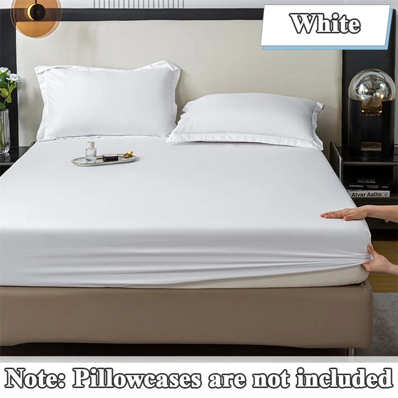 1Pc Fitted Bed Sheet With Elastic Band Solid Color Anti-slip Adjustable Mattress Cover for Single Double (No Pillowcase）