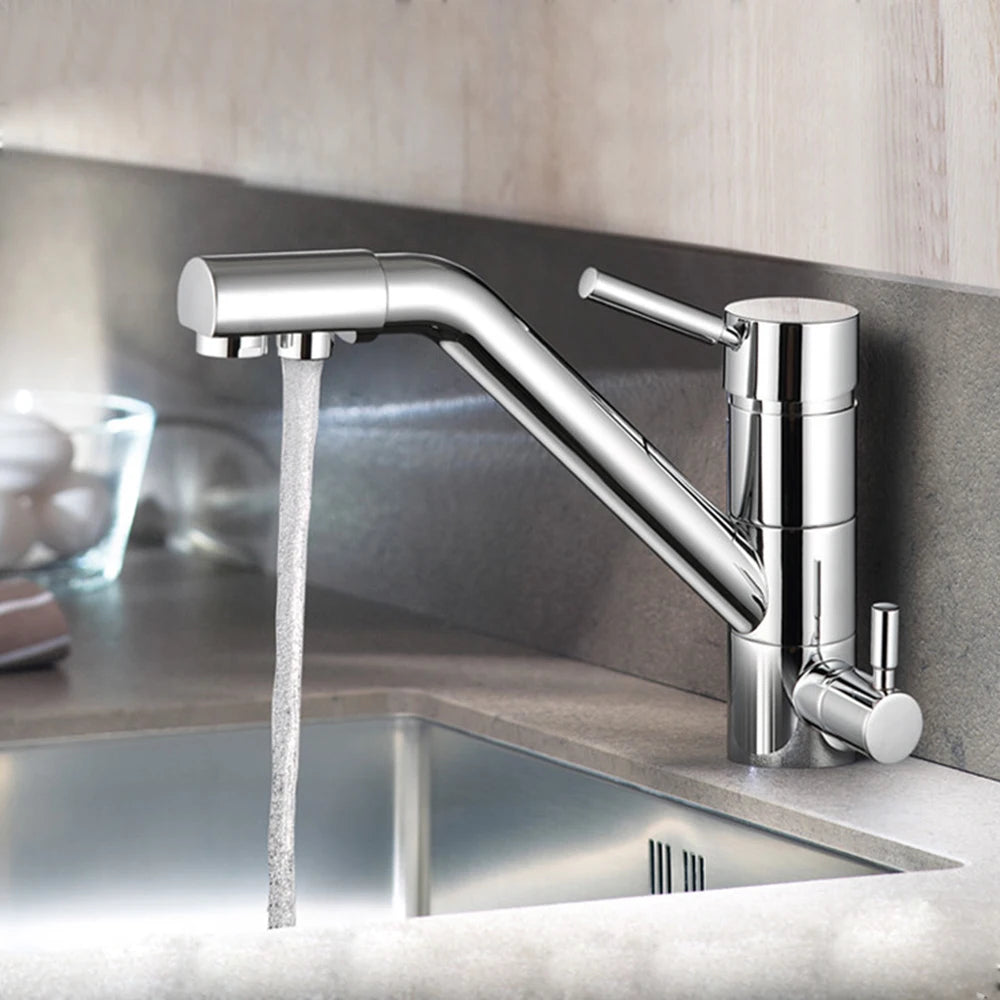3 in 1 Kitchen Water Filter Faucet Three-Way Faucet Osmosis System Tap Rotatable 3 Way Water Filter Kitchen