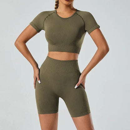 In-stock Women's Yoga Suit Five-piece Set Seamless Fitness Wear For Running Sports Top Leggings From Mainland China