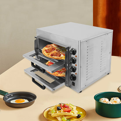 3000 W Pizzaofen 2 Etagen Toaster Bäckerofen Edelstahl Elektrischer Pizzaofen Backmaschine Elektrischer Backofen Küche Micr