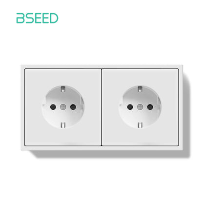 BSEED Einzel-EU-Steckdose, doppelwandige Steckdosen, dreifache Steckdosen, Kunststoffrahmen, 16 A, 80/150/220 mm Größe.