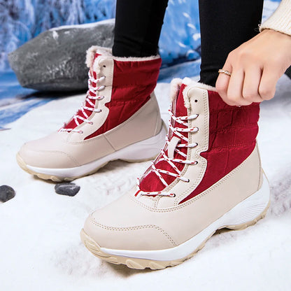 Snow Boots Woman Flat Woman Shoes Lace Up Women Shoes Solid Ankle Boots Warm Lightweight Women's Winter Boots Botas Mujer.