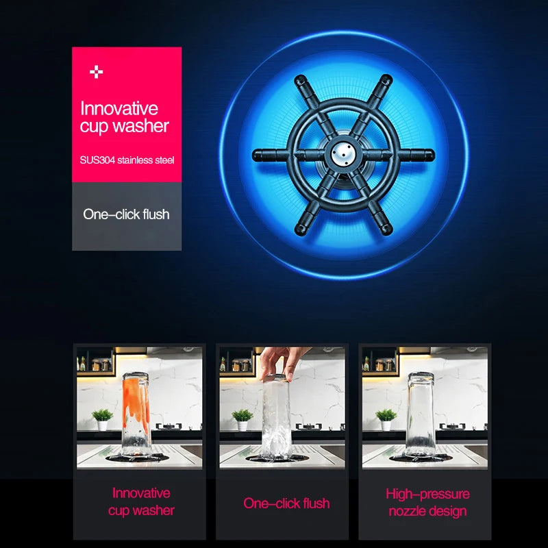 ASRAS Island Hidden kitchen Sink 304 Stainless Steel 4mm Thickness Handmade Brushed Sink High Pressure Cup Washer kitchen Sinks