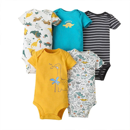 5 stück Unisex Baby Bodys Mode Körper Anzüge Kurzarm Neugeborenen Overall Cartoon Baby Junge Mädchen Kleidung Set Sommer