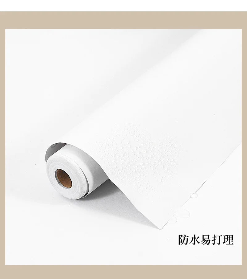 Matte PVC Vinyl Self Adhesive Wallpapers Furniture Renovation Films White DIY Decorative Kitchen Cabinet Waterproof Wall Sticker