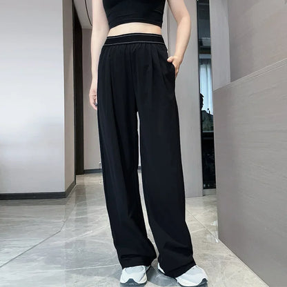 High Waist Yoga Pants Women's Sporty Lightweight Loose Straight Leg Quick Dry Comfortable Fit Casual Trousers.