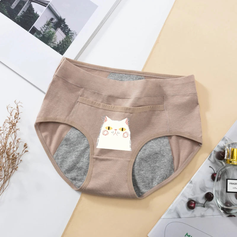 Women's Panties UnderwearLeakproofBreathable Briefs MenstrualPants PlusSizeWaterproof Mid Waist Organic Cotton Protective Briefs