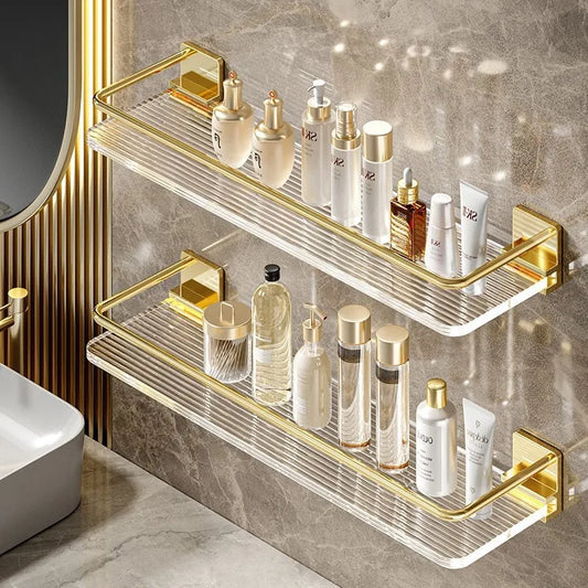Punch-freies Luxus Badezimmer Regal Regale Wand Shampoo Kosmetische Lagerung Rack Für Küche Halter Platz Acryl Organizer