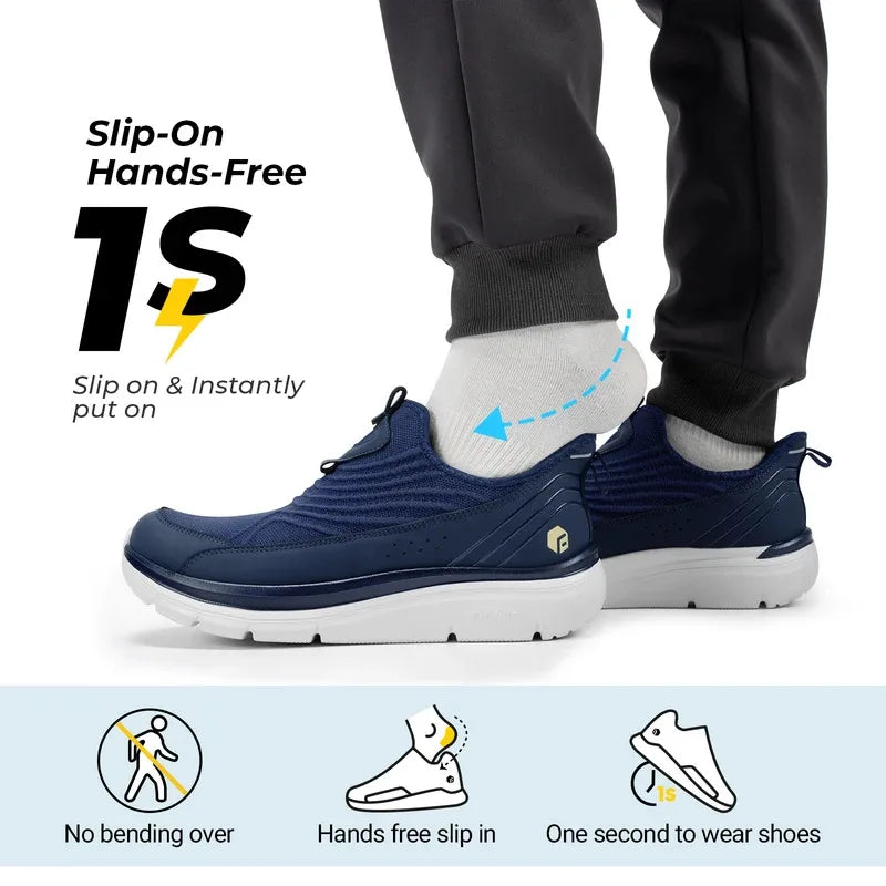 Fitville Wide Men'S Slip-On Running Shoes Lightweight Breathable Outdoor Casual Sports Walking Shoes Sneakers For Swollen Feet.