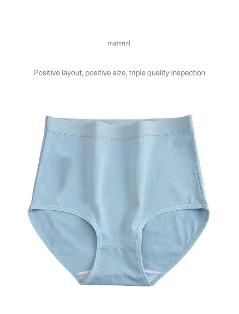 3pcs Cotton Women Panties Lady Plus Size Underwear Large Size High Waist Briefs Breathable Solid Color Female Lingerie.