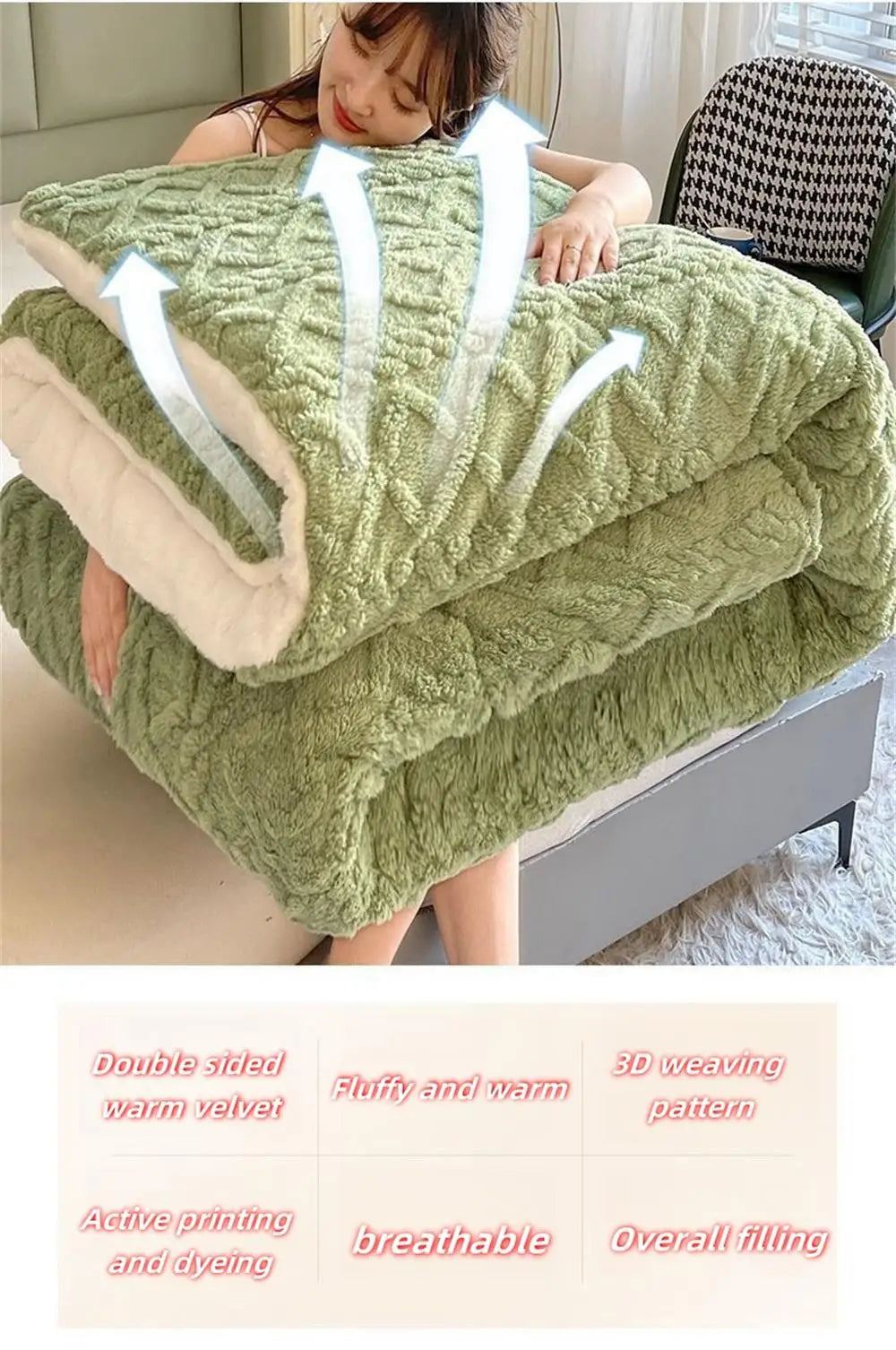 New Super Thick Winter Warm Blanket for Bed Artificial Lamb Cashmere Weighted Blankets Soft Comfortable Warmth Quilt Comforter.