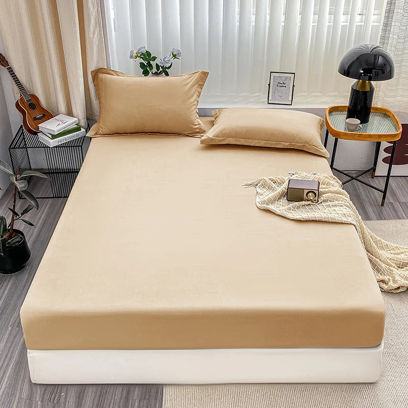 1PC solid color bed cap anti-slip protective cover dust covered sheet.