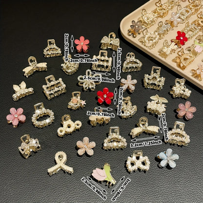 20Pcs Women's Model, Shiny, Exquisite and Gorgeous, Rhinestones and Imitation Pearl Inlay, Multi-Style Small Hair Clip Combinati.