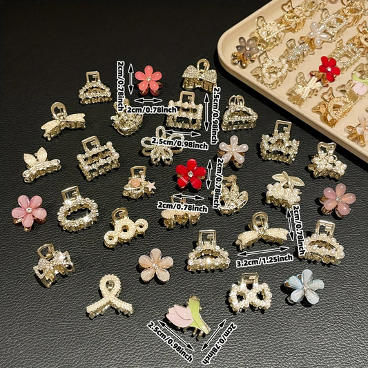 20Pcs Women's Model, Shiny, Exquisite and Gorgeous, Rhinestones and Imitation Pearl Inlay, Multi-Style Small Hair Clip Combinati.