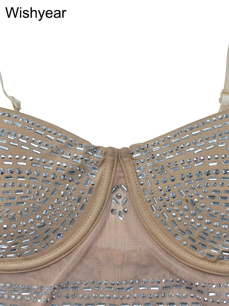 Wisheyar elegante Promi Glitter Metallic Silber Geburtstag lange Kleider Frauen ärmellose Front Split Luxus Geburtstag Vestidos.