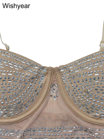 Wisheyar elegante Promi Glitter Metallic Silber Geburtstag lange Kleider Frauen ärmellose Front Split Luxus Geburtstag Vestidos.