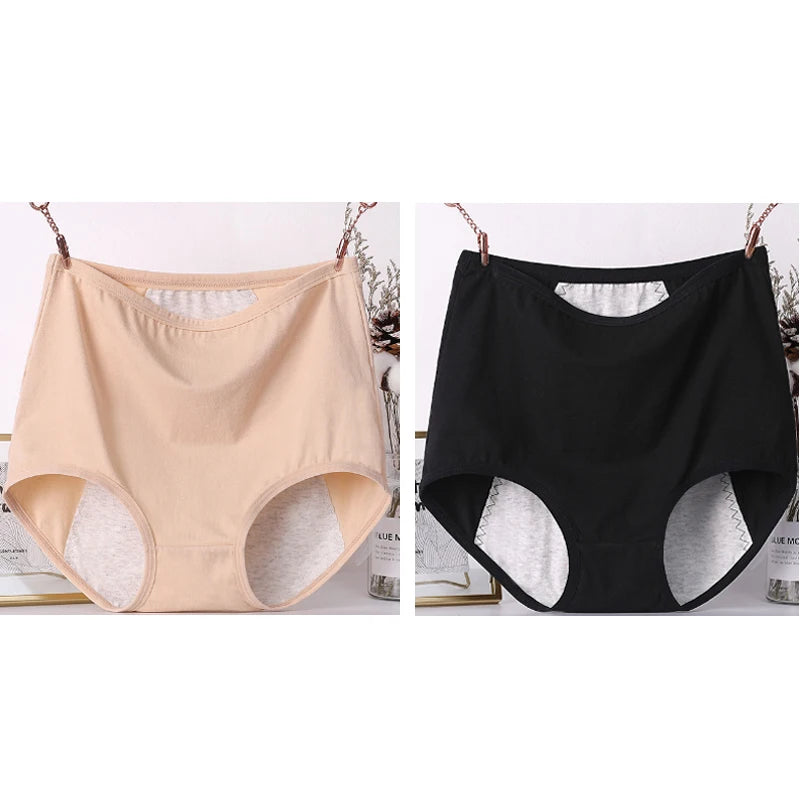 2pcs Girl Menstrual Panties Women's Physiological Briefs Ladies Period Leak Proof Panty High Waist Cotton Underwear