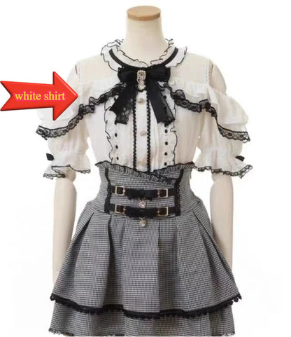 Jirai Kei Sweet Lolita Skort 2024 Summer - Double Bowknot High Waist Short Skirt with Leather Buckle Slim Fit Adjustable Waist