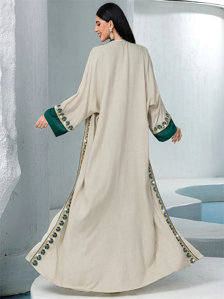 Ramadan Mubarak Kimono 2 Piece Abaya Damen Dubai Luxury Set Islam Muslim Modest Dress Women Kebaya Kaftan Robe Femme Musulman.