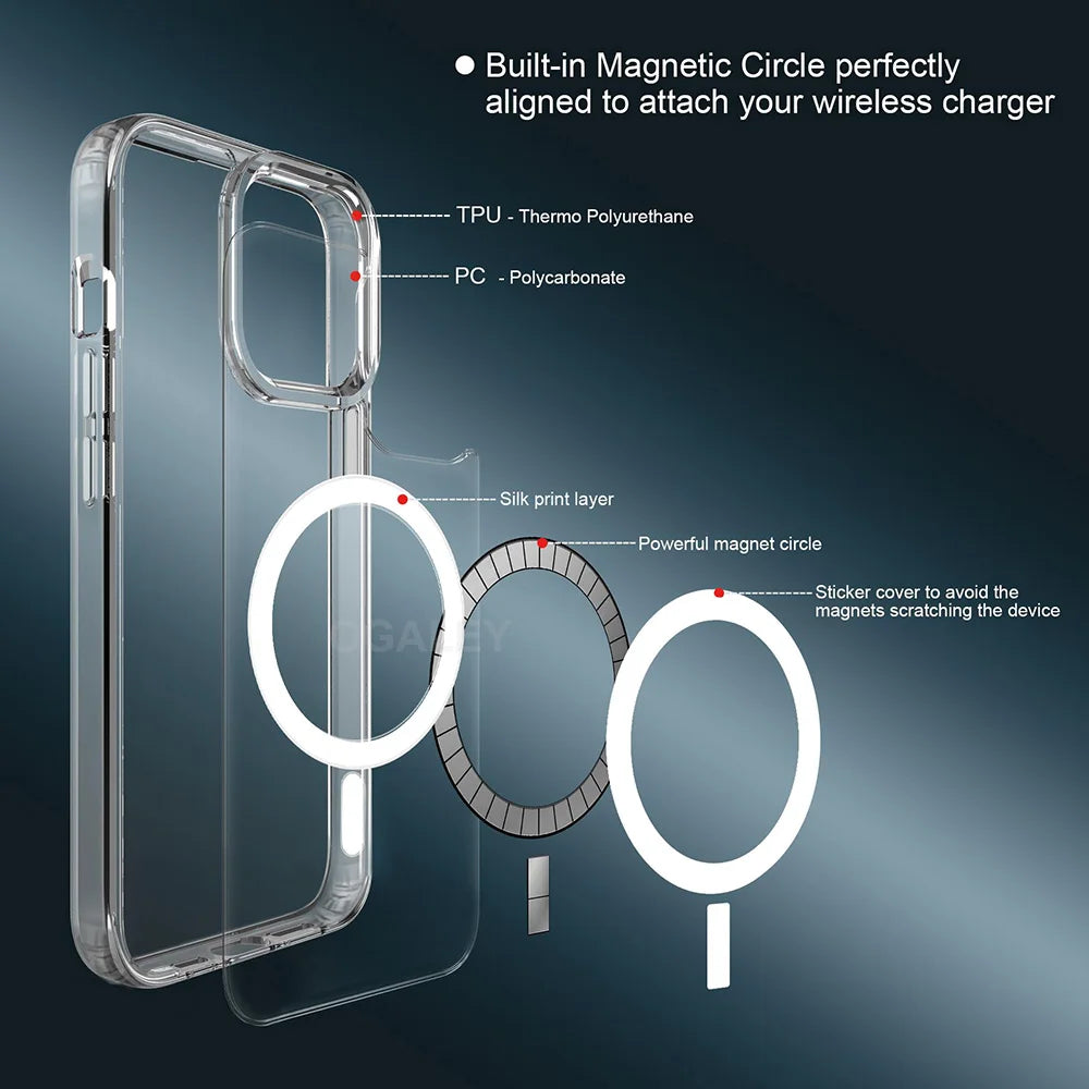 Clear Case For iPhone 17 16 Pro Max 17 Air Case 16 15 14 13 12 11 Pro Max Case For Magsafe for iPhone16 Plus Luxury Cover Cases