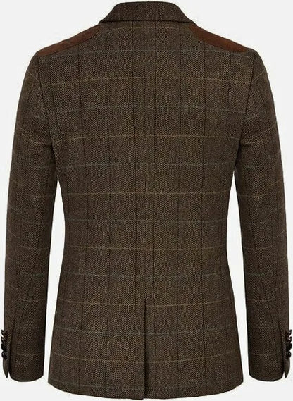 British-style men's suit jacket Houndstooth tweed sports jacket Double-breasted formal jacket    British-Style Men's Suit Jacket.