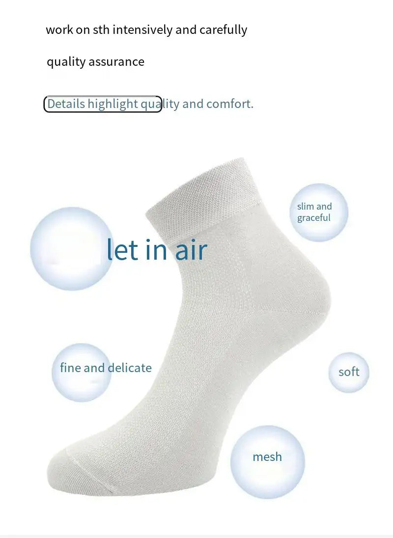 10 Pair Men's Summer Mesh Bamboo Fiber Socks Fashionable Breathable Business Socks Suitable For Sweaty Feet Casual Socks.