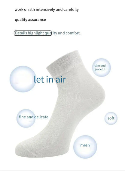 10 Pair Men's Summer Mesh Bamboo Fiber Socks Fashionable Breathable Business Socks Suitable For Sweaty Feet Casual Socks.
