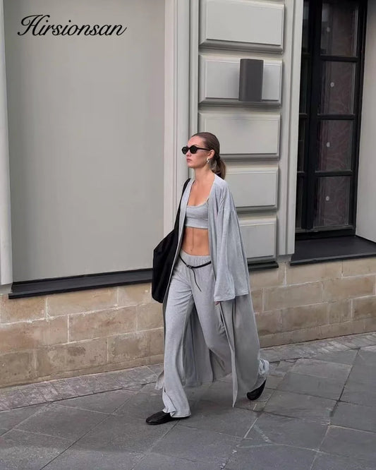 Hirsionsan Modal Soft Loose Sets Women Casual Three Pieces Long Sleeve Cardigan & High Waist Pants & Vest Outfits Tracksuit 2025.