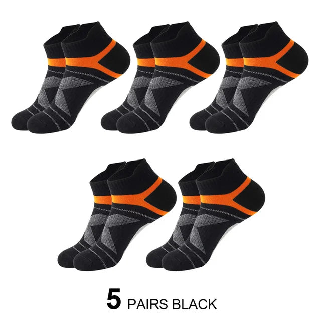5 Pairs High Quality Socks Men Summer Outdoor Casual Cotton Socks Short Breathable Black Ankle Socks Run Sports Socks Size 38-45