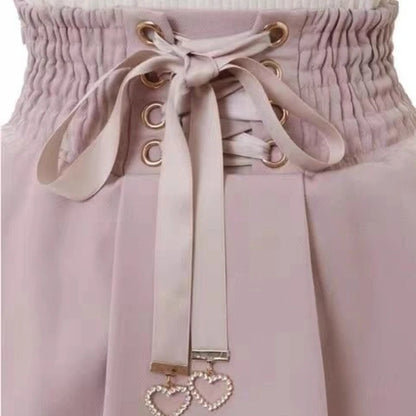 Sweet Lolita Jirai Kei High Waist Skort - Double Bow Buckle Short Skirt for Women Japanese Y2K Kawaii Fashion Summer Casual.