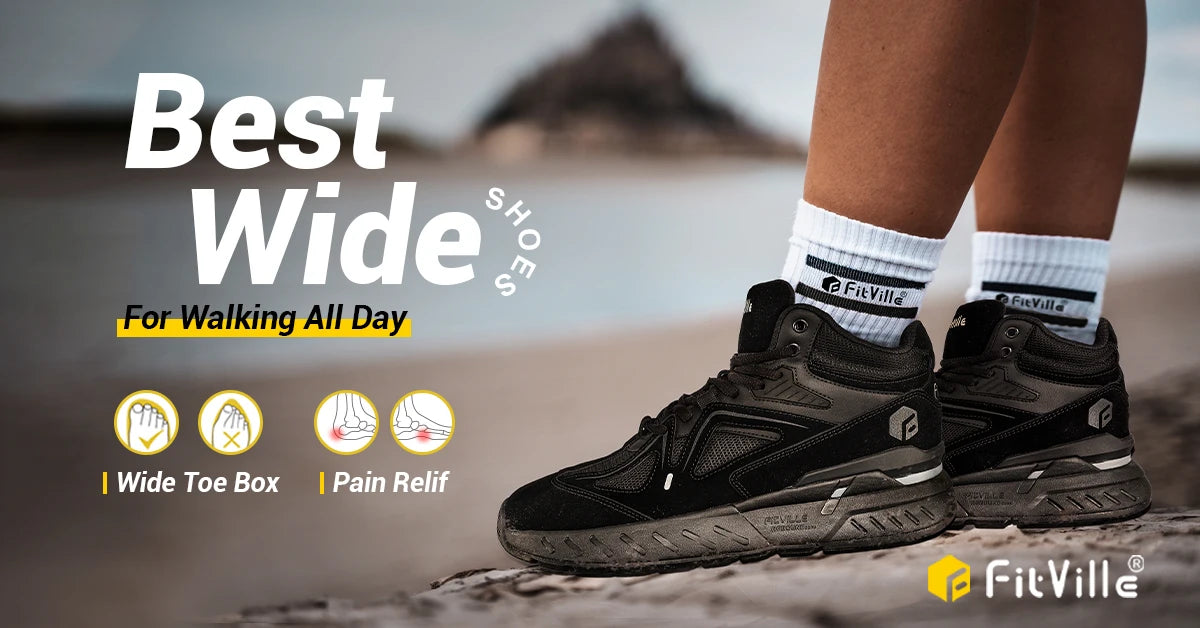 FitVille Herren-High-Top-Basketballschuhe, verbreitert, leicht, lässig, atmungsaktiv, für männliche geschwollene Füße, lindert Schmerzen.