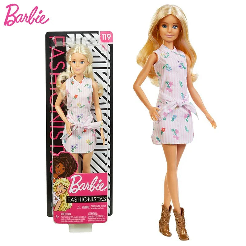 Original Mattel Barbie Fashionistas Doll Music Star Blonde Hair Bjd with Accessories Toys for Girls Collection Educational Props.