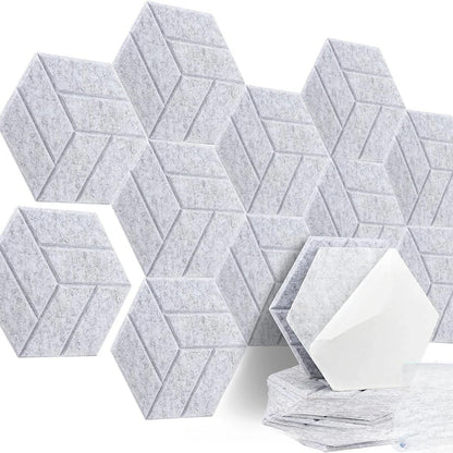 36/24/12pcs Hexagonal Self-adhesive Acoustic Panels Sound Proof Foam Panels Y-Lined Design To Absorb Noise Eliminate Echoes
