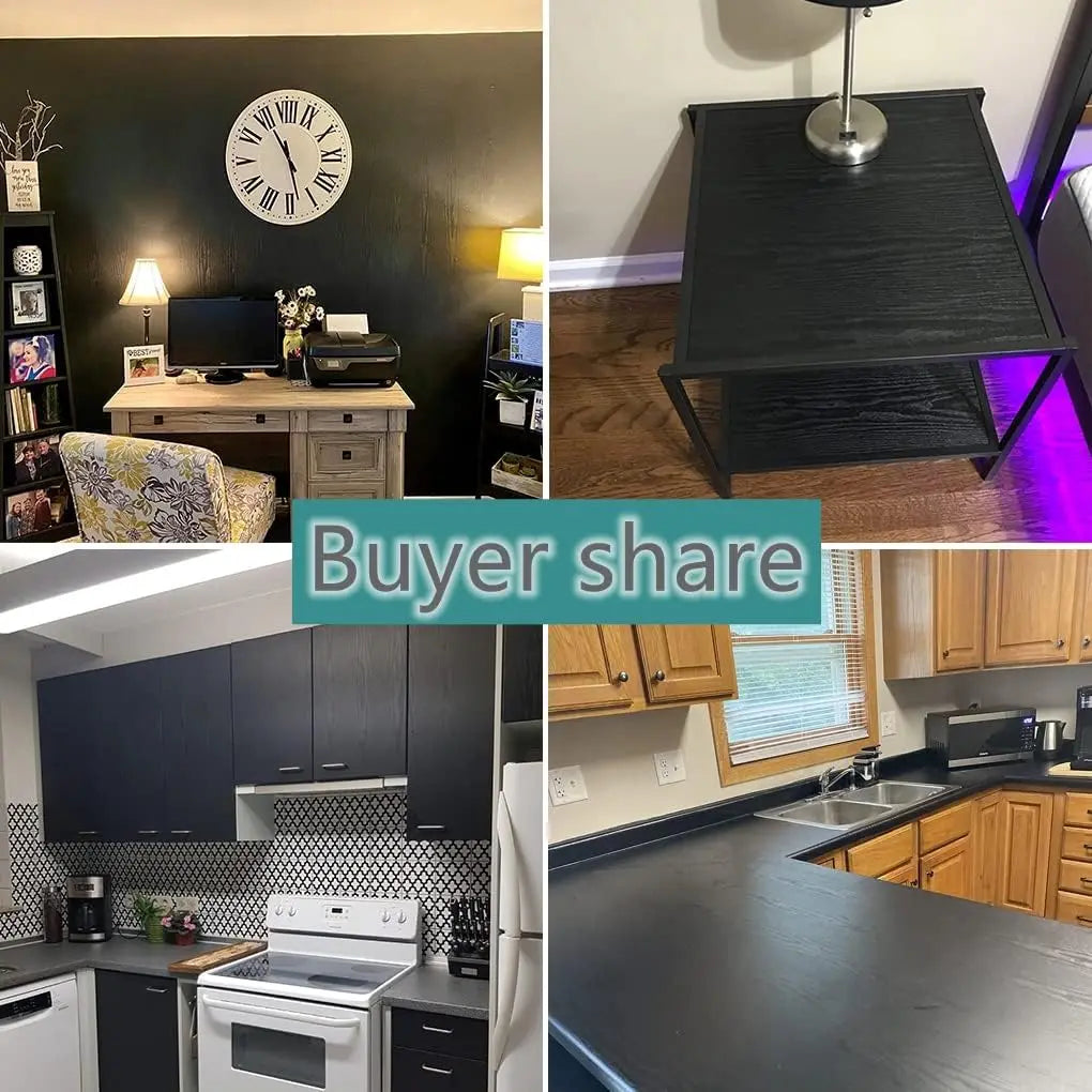 Selbstklebende Tapete aus schwarzem Holz mit Kontaktpapier zum Abziehen und Aufkleben, dekorative Vinylfolie für Arbeitsplattenschränke, leicht zu reinigen