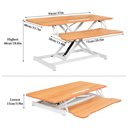 37" breiter Stand-Up-Schreibtisch-Riser, höhenverstellbarer Stehpult-Konverter für das Heimbüro