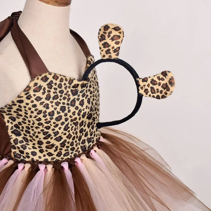 Halloween Tier Cosplay Kostüm für Kinder Wald Thema Kühe Tiger Giraffe Leopard Zebra Tutu Kleider Performance Tanz Sets