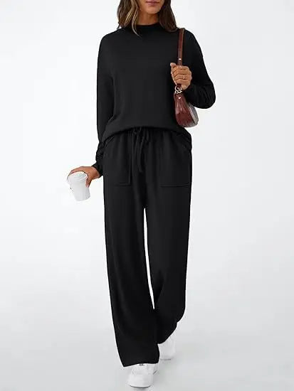 Autumn Winter Sweatshirt 2 Piece Set Women 2025 Casual Sport Long Sleeve Loose Tops And Wide Leg Pants Sets Suits Outfit.