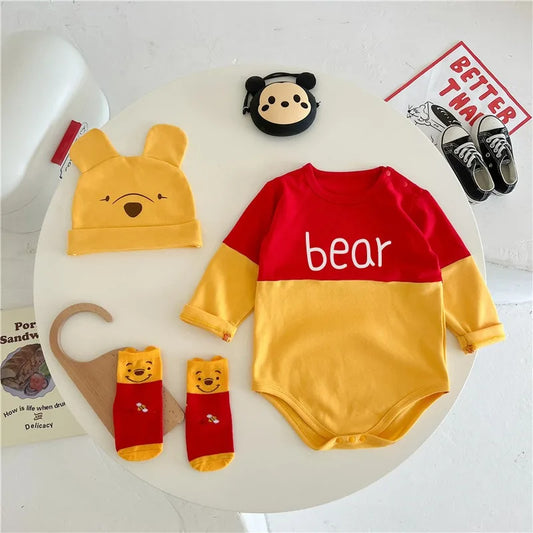 Winnie The Pooh Bär Baby Body Neugeborenen Langarm Strampler Kleinkind Jungen Mädchen Overall Kleidung K3529.
