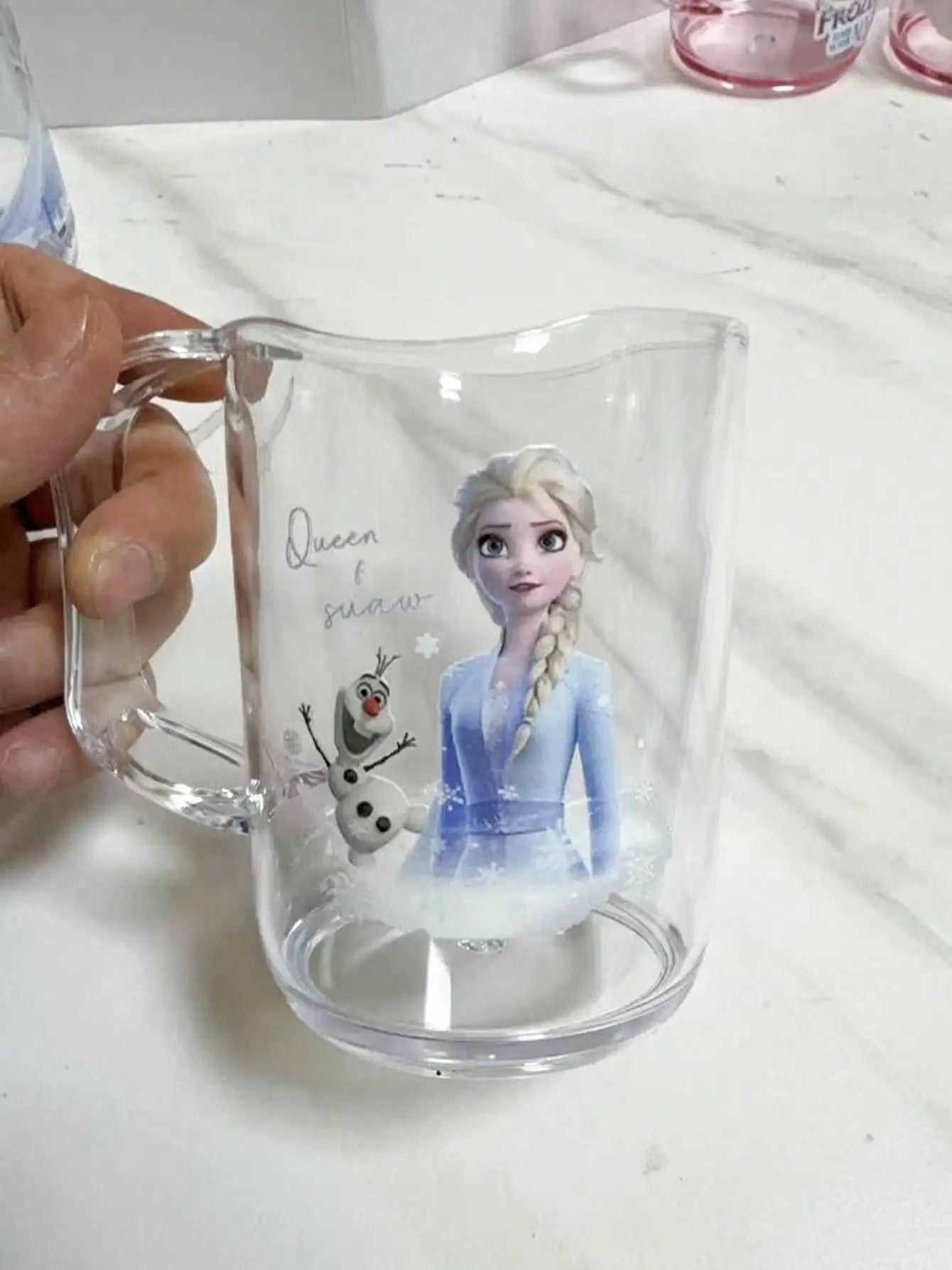Disney New Frozen Princess Elsa Cartoon Washable Mouthwash Cup for Men and Women Plastic Wash Cup.