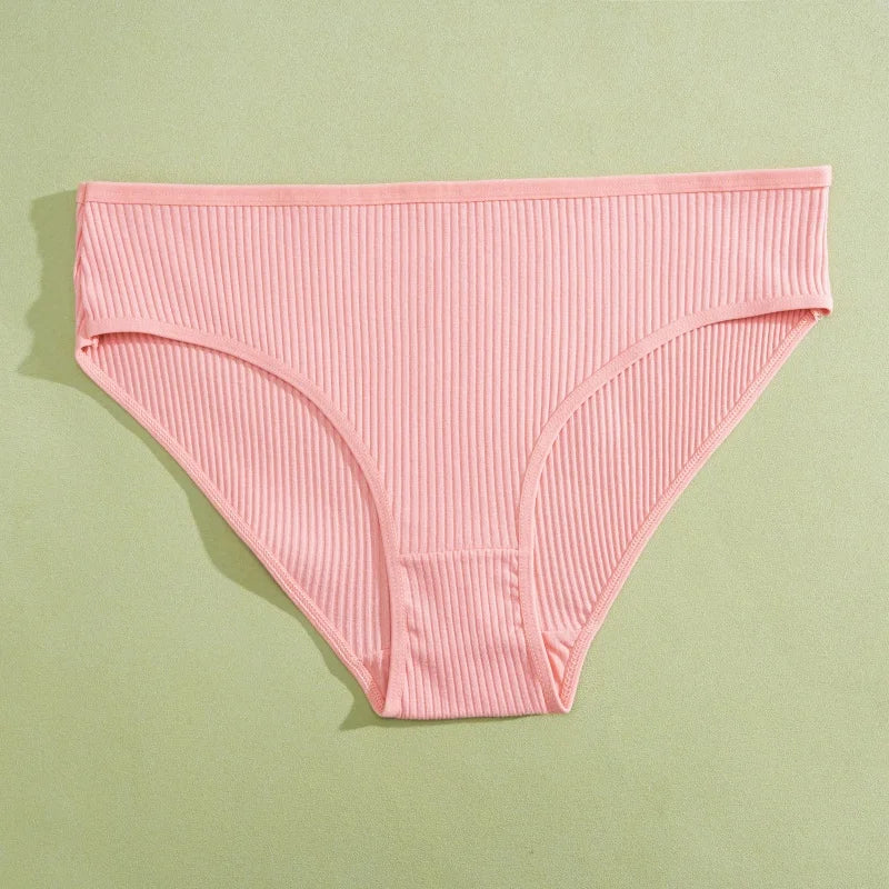 5PCS Women's Cotton Panties Sexy Low Waist Briefs Striped Underpants Female Comfortable Stretch Lingerie Ladies Soft Underwear