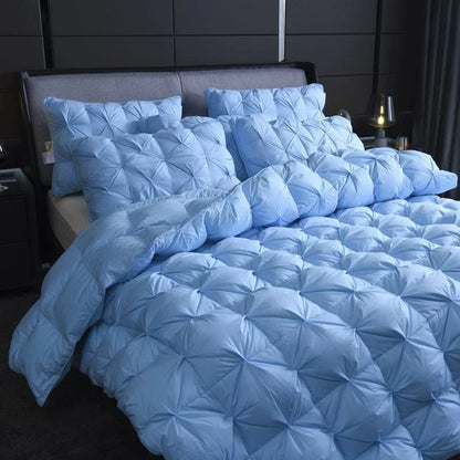 White Goose Down Comforter Warm Winter Thick 3D Bread Bed Blanket Luxury Pinch Pleated Filling for Quilts Single Double Duvet.