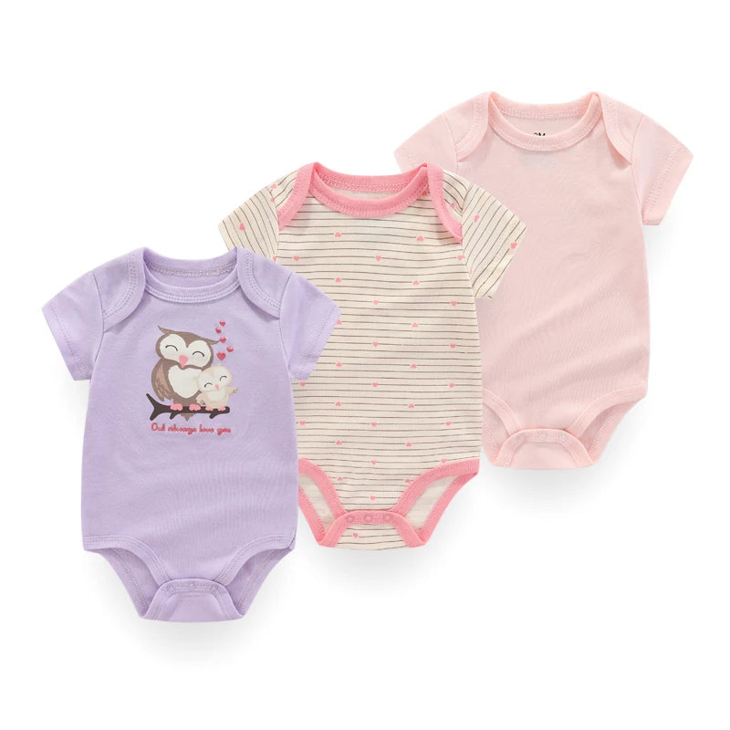 3PCS Mode Sommer Kurzarm Cartoon Baby Junge Mädchen Body Baumwolle Neugeborene Kleidung.