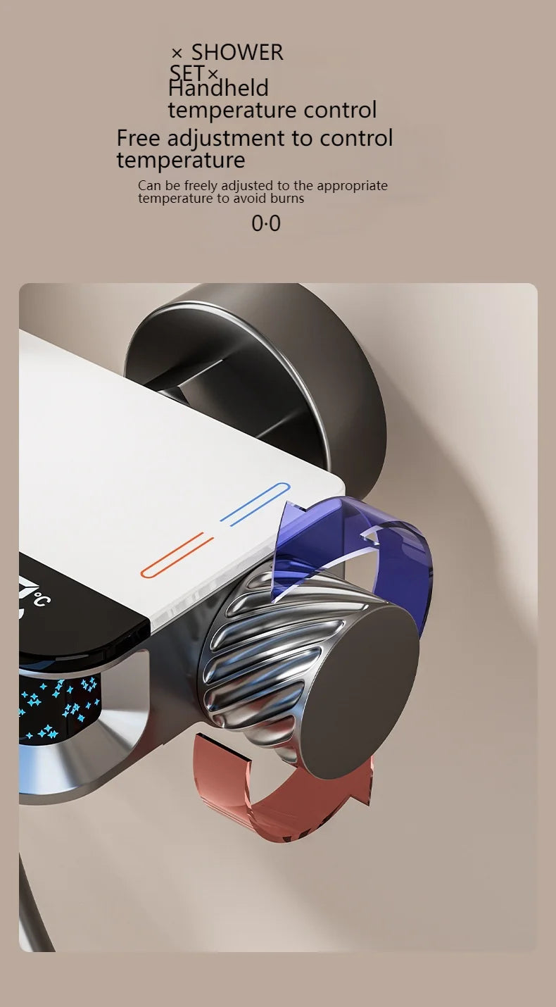 Digital Display Shower Set with Starry Sky Atmosphere Light  Bathroom Shower System Modern Bath Faucets Shower Head