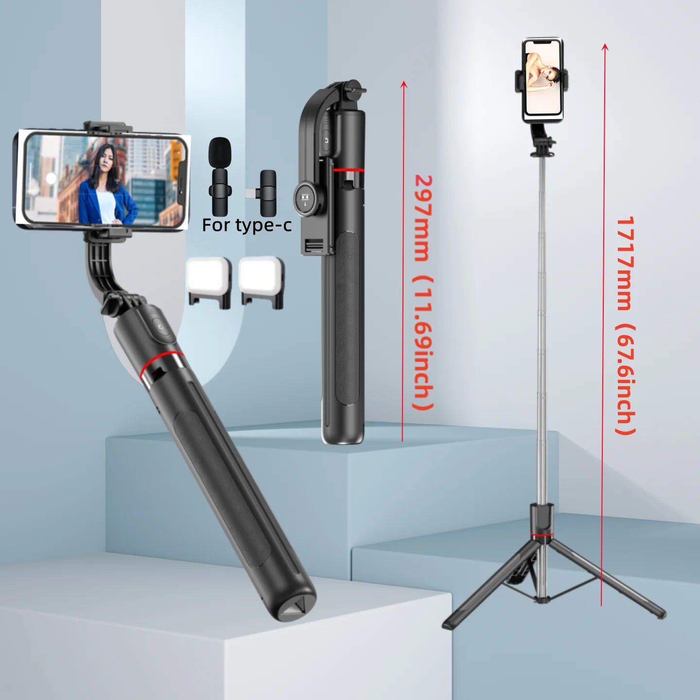 FGCLSY Selfie Stick Tripod Extendable Wireless Bluetooth Remote Portable Smartphone Tripod Stand Mount For iOS Android Phone