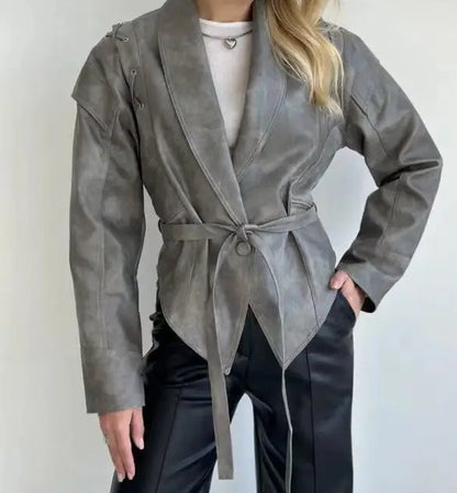 Retro-Jacke, modisch, Frühling und Herbst, lässig, lockere Tasche, langärmelig, trendig, cool, vielseitig, hochwertige Damen-Kurzjacke