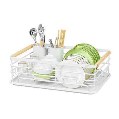 Countertop Kitchen Single-layer Plate Shelf Drain Bowl Rack Multi-functional Tableware Metal Storage Rack.