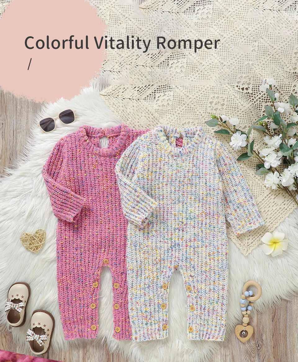 Winter Baby Mädchen Strampler Herbst Rundhals Langarm Gestrickte Neugeborenen Ein Stück Overalls Outfits 0-18m Kleinkind kleidung.