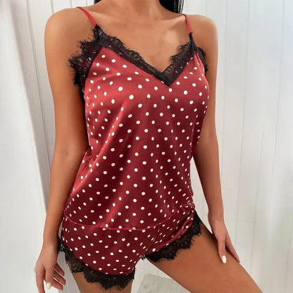 Sommer Frauen sexy Pyjamas Set Satin Seide tiefe V-Spitze Cami Weste Home Kleidung Tops und Shorts Nachtwäsche für weibliche Leibchen Rock.